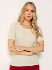 Long Tall Sally Yellow Scoop Neck Button T-Shirt - Image 1 of 5