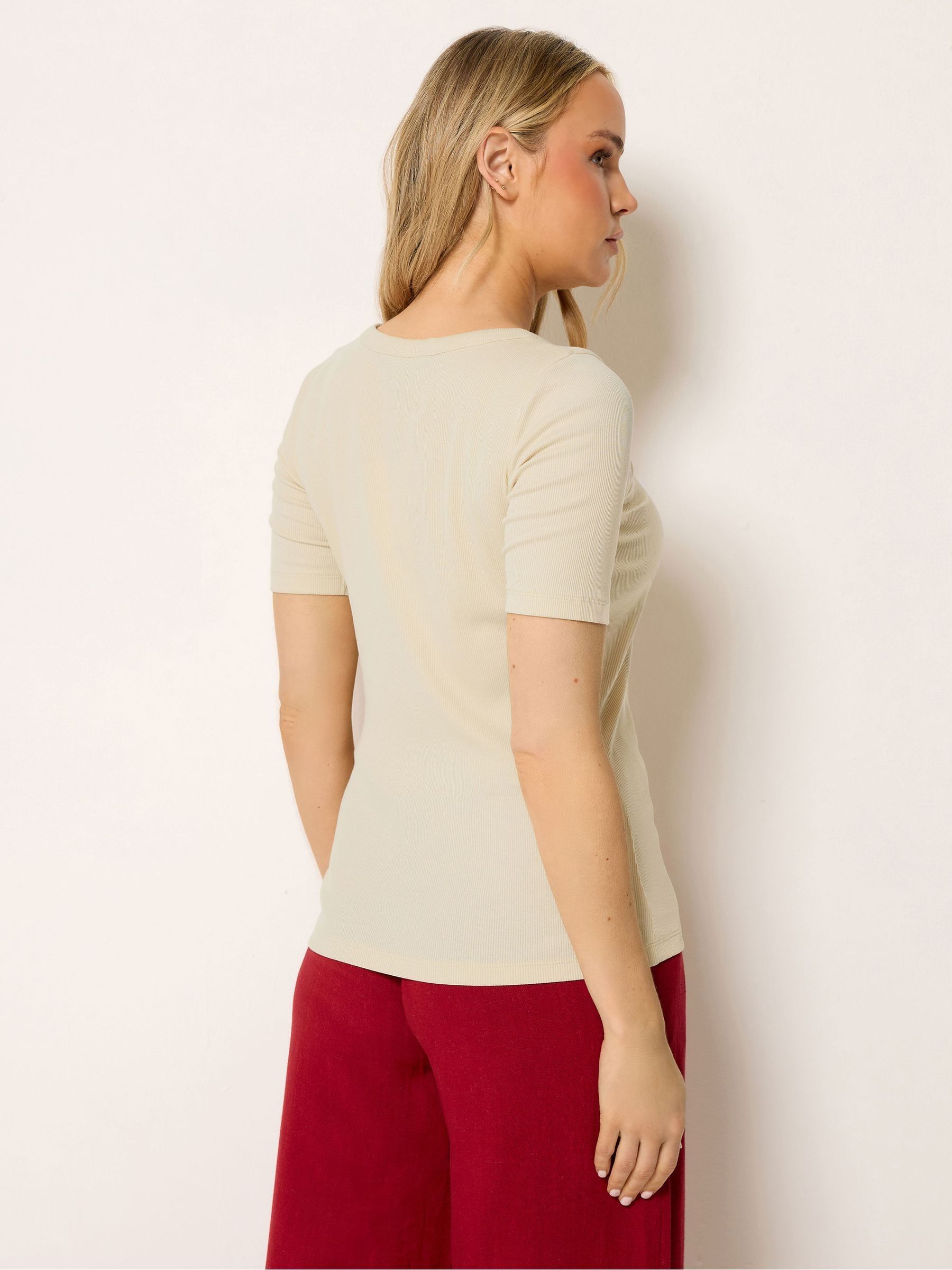 Buy Long Tall Sally Cream Scoop Neck Button T-Shirt from Next USA