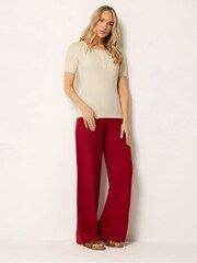 Long Tall Sally Yellow Scoop Neck Button T-Shirt - Image 3 of 5