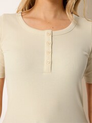Long Tall Sally Yellow Scoop Neck Button T-Shirt - Image 4 of 5