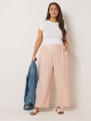 Yours Curve Orange Stripe Wide Leg Linen Trousers - Image 2 of 5