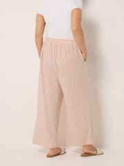 Yours Curve Orange Stripe Wide Leg Linen Trousers - Image 3 of 5