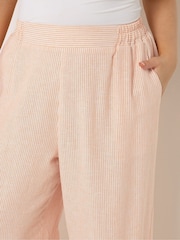 Yours Curve Orange Stripe Wide Leg Linen Trousers - Image 4 of 5