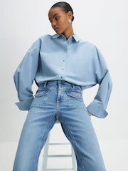River Island Blue High Waisted Tailored Wide Leg Jeans - Image 2 of 4