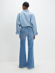 River Island Blue High Waisted Tailored Wide Leg Jeans - Image 4 of 4