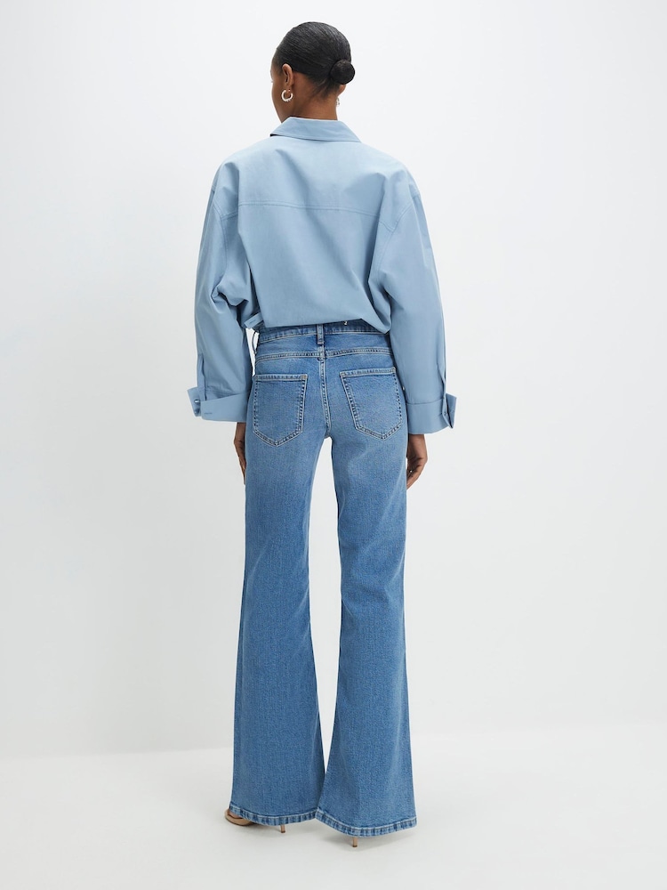 River Island Blue High Waisted Tailored Wide Leg Jeans - Image 4 of 4