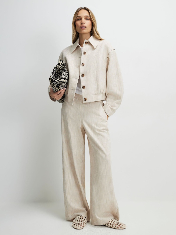River Island Grey Linen Look Tailored Bomber Jacket - Image 2 of 4 River Island Grey Linen Look Tailored Bomber Jacket - Image 2 of 4