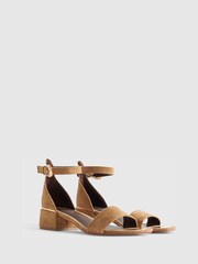 River Island Brown Wide Fit Faux Suede Heeled Sandals - Image 3 of 6