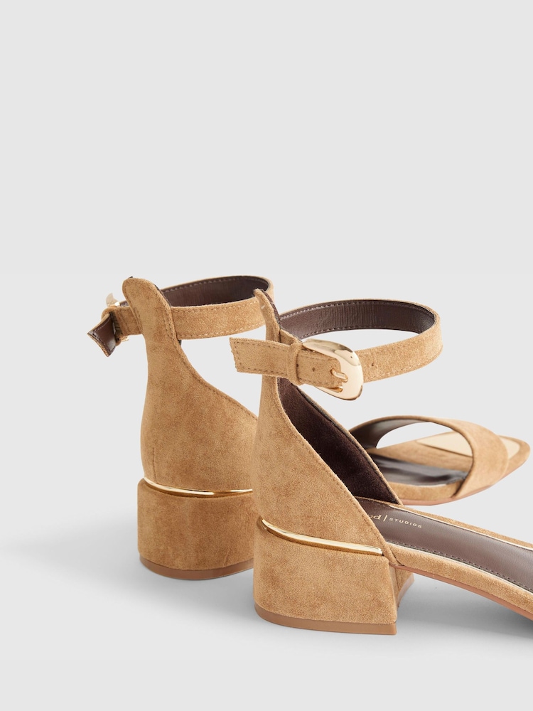 River Island Brown Wide Fit Faux Suede Heeled Sandals - Image 6 of 6