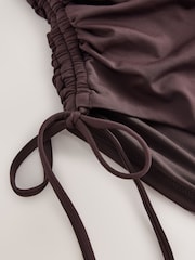 Sjokoladebrun - Adjustable Ruched Side Plunge Tummy Control Swimsuit - Bilde 8 av 9