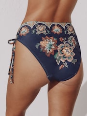 Navy/Peach Floral High Leg Bikini Bottoms - Image 3 of 7