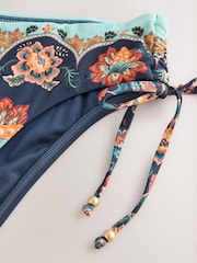 Navy/Peach Floral High Leg Bikini Bottoms - Image 6 of 7