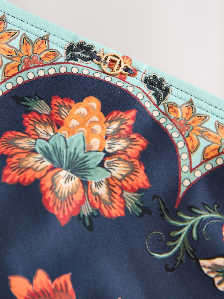 Navy/Peach Floral High Leg Bikini Bottoms - Image 7 of 7