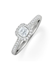 The Diamond Store Silver Lumia Cushion Cut Lab Diamond Halo Ring 0.50ct F/VS in 925 Silver - Image 1 of 6