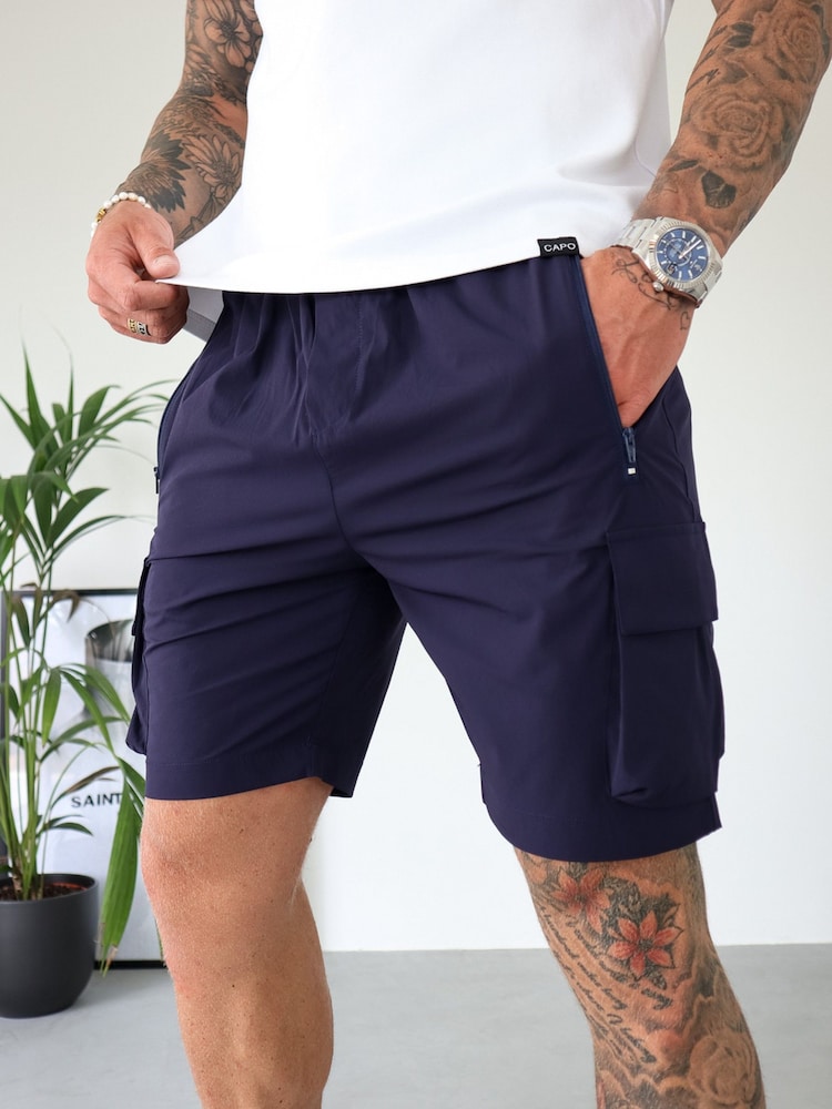 CAPO Blue Lightweight Cargo Shorts - Image 1 of 6