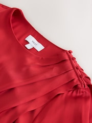Red Satin Cape Long Sleeve Blouse - Image 4 of 7