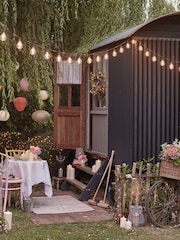 Lights4fun 5 Piece Gold Tyvek Solar Lantern Bundle Set - Image 2 of 6