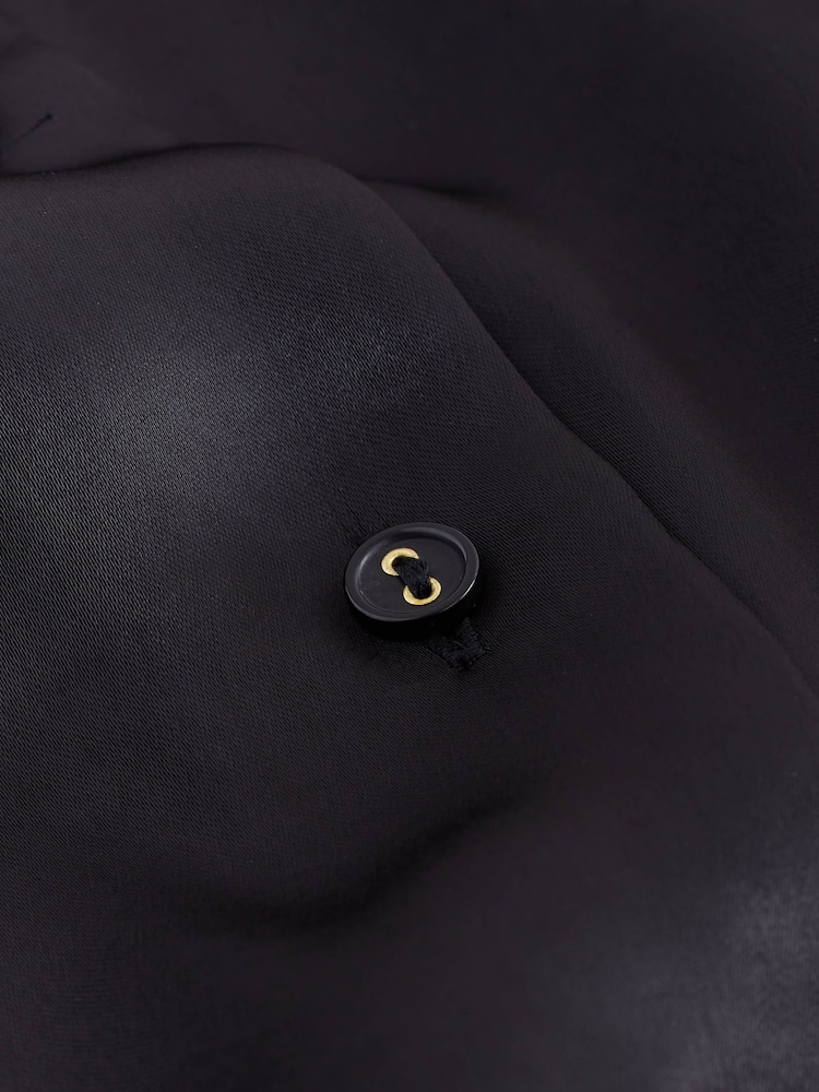Black Satin Long Sleeve Shirt - Image 2 of 3 Black Satin Long Sleeve Shirt - Image 2 of 3