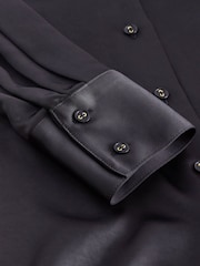 Black Satin Long Sleeve Shirt - Image 8 of 8