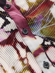 Purple Abstract Butterfly Print Plisse Long Sleeve Shirt - Image 3 of 3