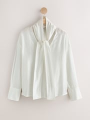 Кремово-бежевий - N. Premium Scarf Detail V-Neck Blouse - Image 1 of 3