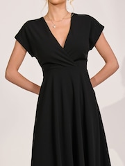 Jolie Moi Black Printed Scuba Dipped Hem Maxi Dress - Image 3 of 6