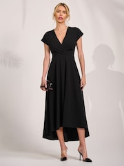 Jolie Moi Black Printed Scuba Dipped Hem Maxi Dress - Image 4 of 6