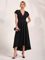 Jolie Moi Black Printed Scuba Dipped Hem Maxi Dress - Image 6 of 6