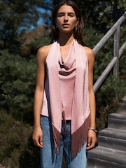 Pink Fringe Tassel Scarf Satin Halter Top - Image 2 of 8