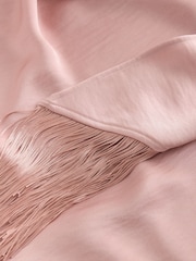 Pink Fringe Tassel Scarf Satin Halter Top - Image 7 of 8