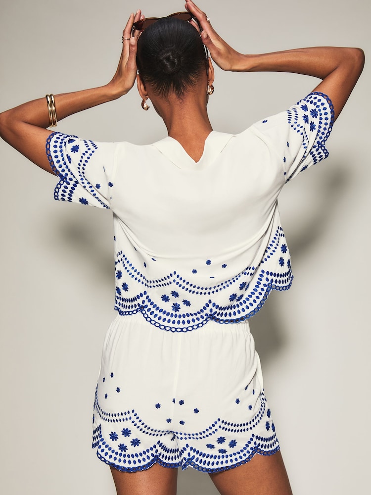 KBX White Broderie Shorts - Image 2 of 5