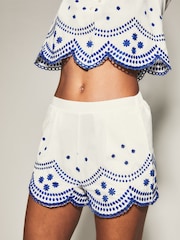 KBX White Broderie Shorts - Image 3 of 5