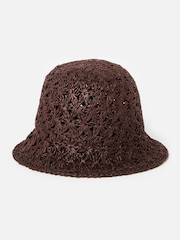 Oliver Bonas Brown Chocolate Brown Straw Bucket Hat - Image 2 of 4