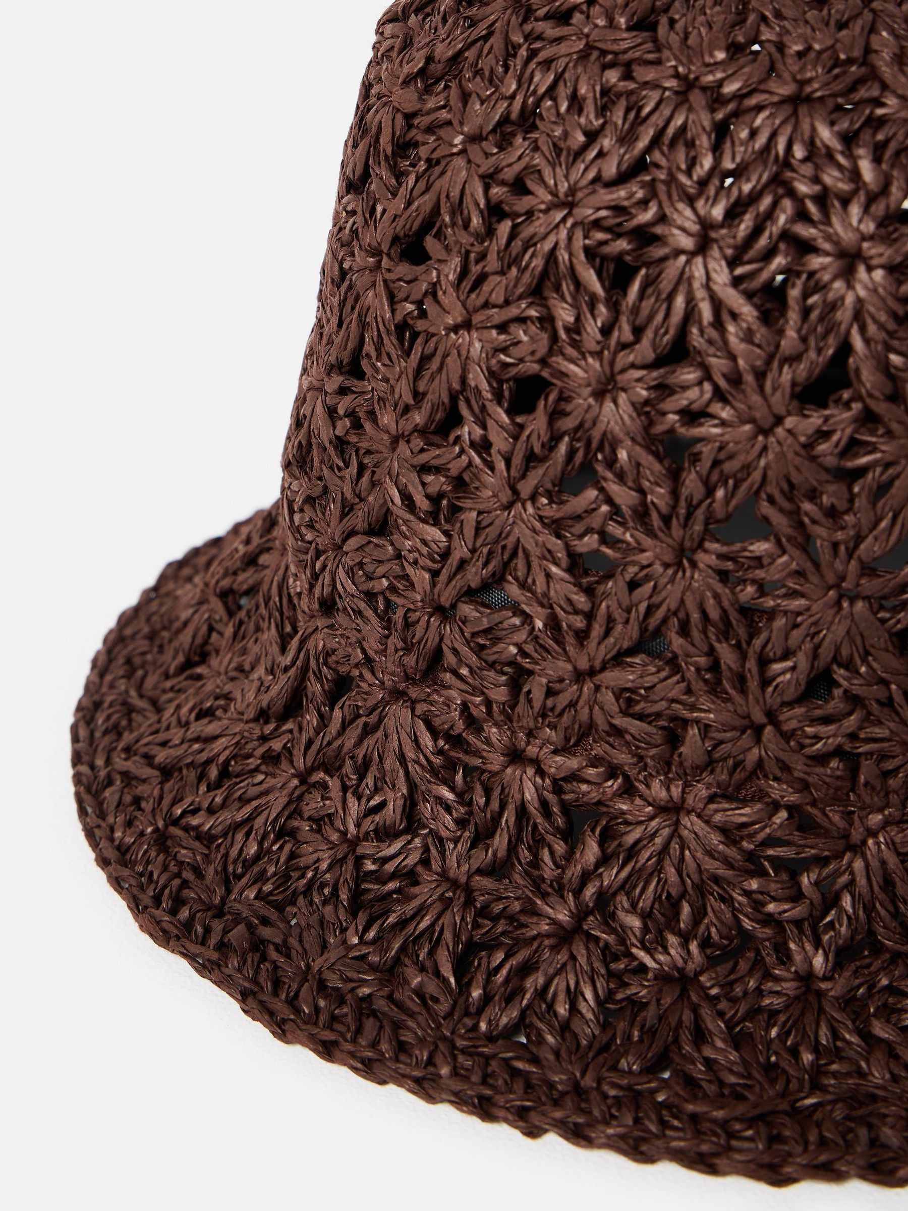 Buy Oliver Bonas Brown Chocolate Brown Straw Bucket Hat from the