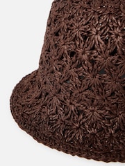 Oliver Bonas Brown Chocolate Brown Straw Bucket Hat - Image 3 of 4