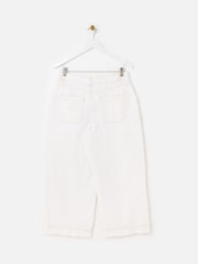 Oliver Bonas Ecru Scalloped Pocket Cropped Wide Leg Jeans - صورة 4 من 7