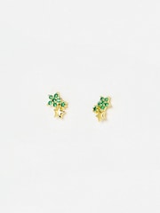 Oliver Bonas Green Estelle CZ Star Cluster Gold Plated Stud Earrings - Image 1 of 3