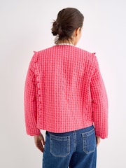 Oliver Bonas Pink Pink Gingham Scalloped Quilted Jacket - Image 2 of 8