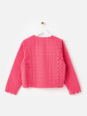 Oliver Bonas Pink Pink Gingham Scalloped Quilted Jacket - Image 4 of 8