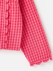 Oliver Bonas Pink Pink Gingham Scalloped Quilted Jacket - Image 7 of 8
