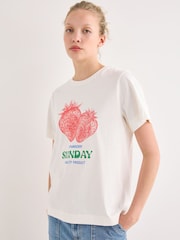 Oliver Bonas White White Strawberry Graphic T-Shirt - Image 1 of 5