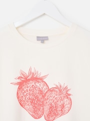 Oliver Bonas White White Strawberry Graphic T-Shirt - Image 4 of 5
