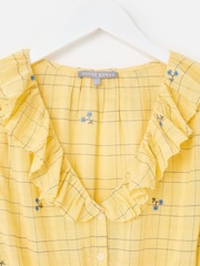 Oliver Bonas Yellow Yellow Floral Check Tie Waist Blouse - Image 5 of 7