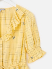 Oliver Bonas Yellow Yellow Floral Check Tie Waist Blouse - Image 6 of 7