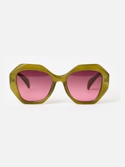 Gafas de sol hexagonales de color verde oliva de Oliver Bonas - Imagen 2 de 5