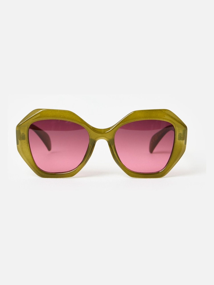 Gafas de sol hexagonales de color verde oliva de Oliver Bonas - Imagen 2 de 5