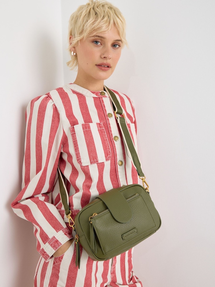 Oliver Bonas Green Charlee Khaki Green Crossbody Bag - Image 1 of 7