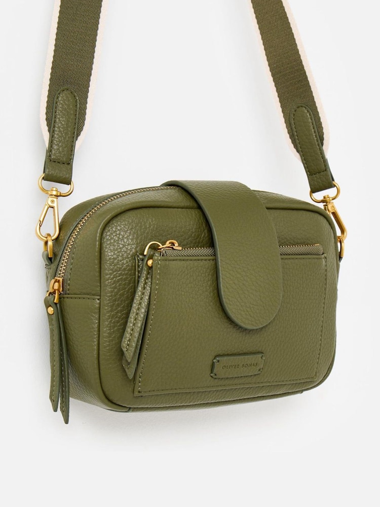 Oliver Bonas Green Charlee Khaki Green Crossbody Bag - Image 2 of 7