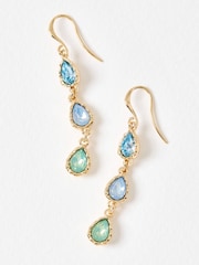Oliver Bonas Blue Intira Stone Teardrop Tiered Drop Earrings - Image 2 of 5
