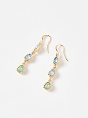 Oliver Bonas Blue Intira Stone Teardrop Tiered Drop Earrings - Image 3 of 5